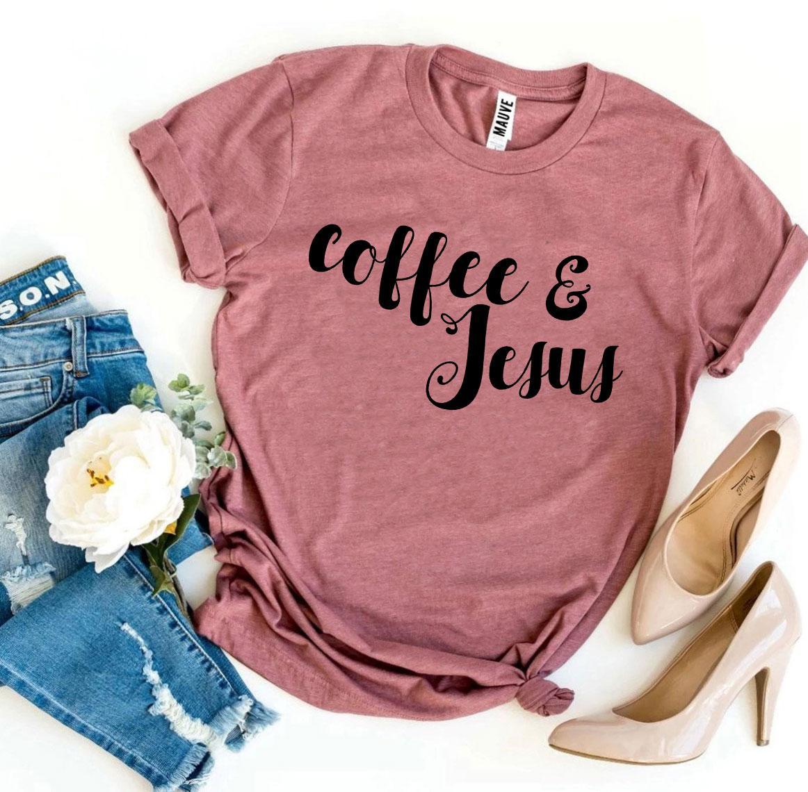 Coffee And Jesus T-shirt made of premium ring spun cotton with a stylish design and soft textile flex print.