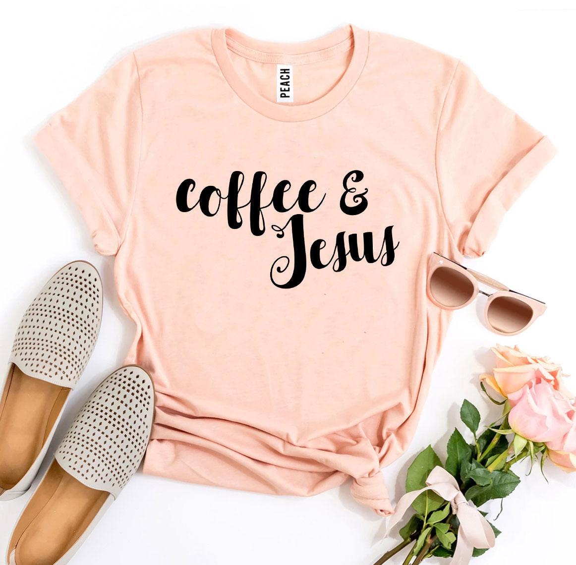 Coffee And Jesus T-shirt made of premium ring spun cotton with a stylish design and soft textile flex print.