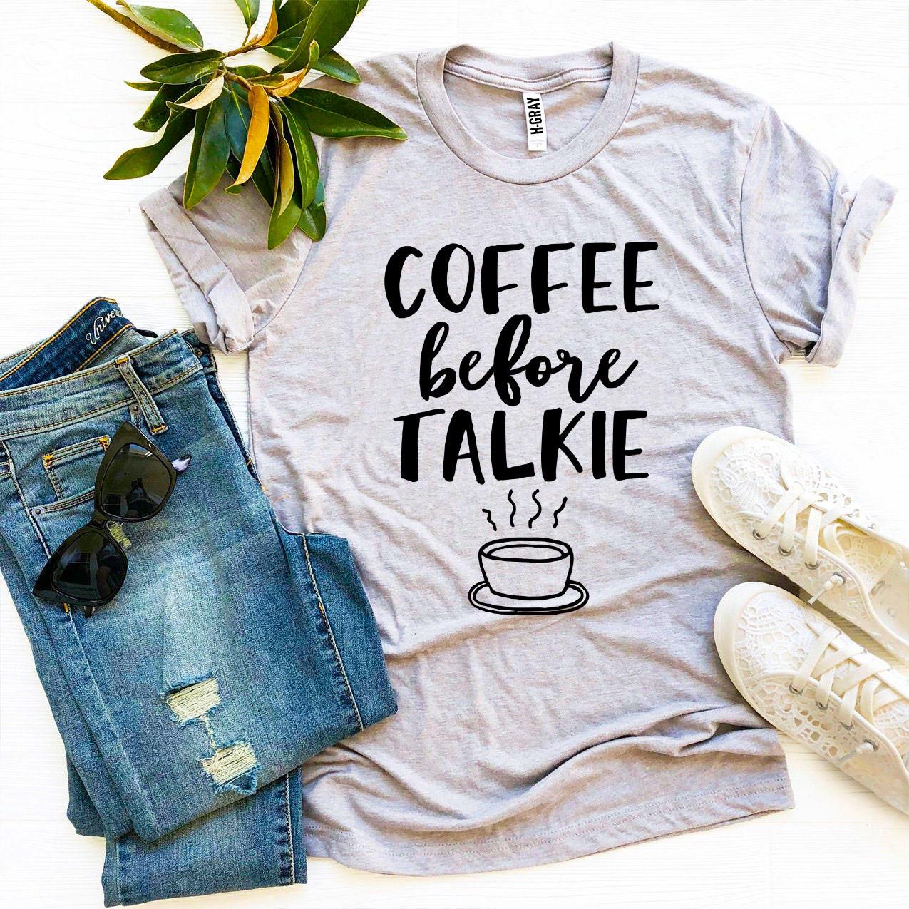 Coffee Before Talkie T-shirt made of premium ring spun cotton with a stylish print.