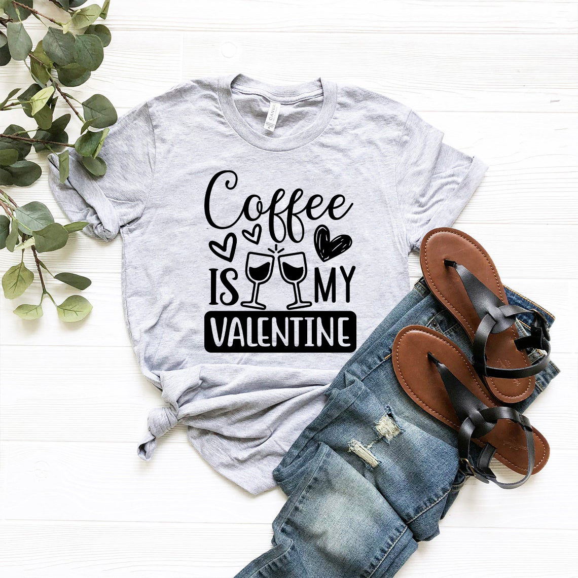 Unisex Coffee Is My Valentine Shirt in various colors, showcasing its soft fabric and stylish design.