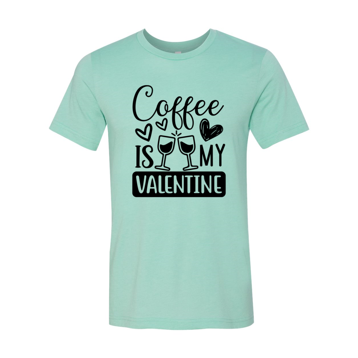 Unisex Coffee Is My Valentine Shirt in various colors, showcasing its soft fabric and stylish design.