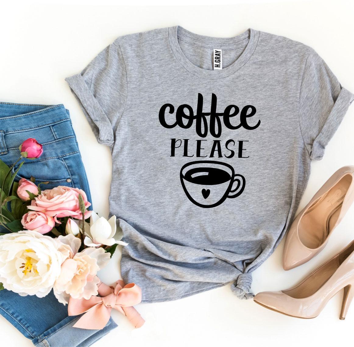 Coffee Please T-shirt made of premium ring spun cotton with a stylish coffee-themed design.