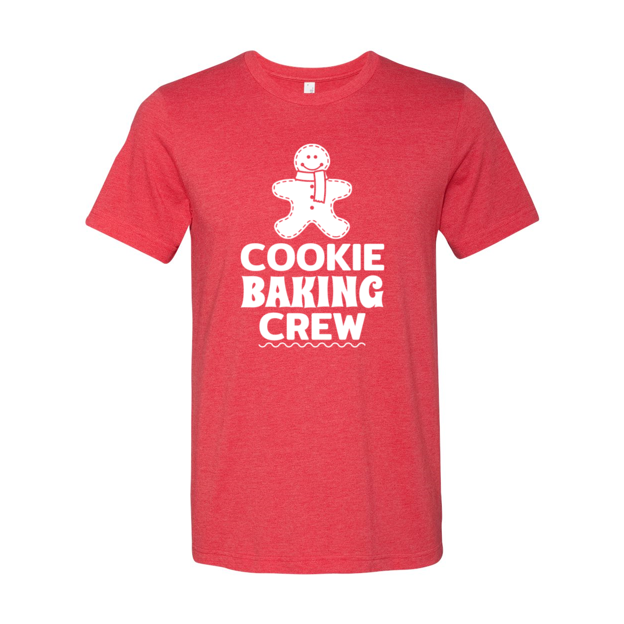 A unisex Cookie Baking Crew Shirt made from soft ring spun cotton, available in various colors and sizes, featuring a comfortable crew neck design.