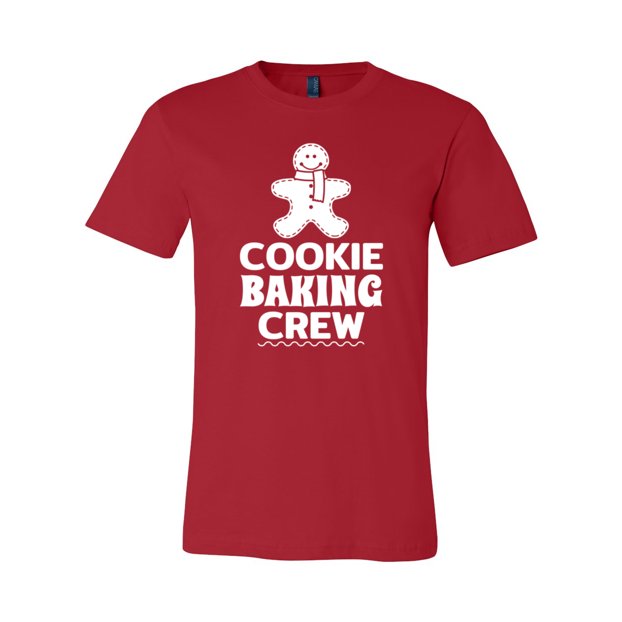 A unisex Cookie Baking Crew Shirt made from soft ring spun cotton, available in various colors and sizes, featuring a comfortable crew neck design.