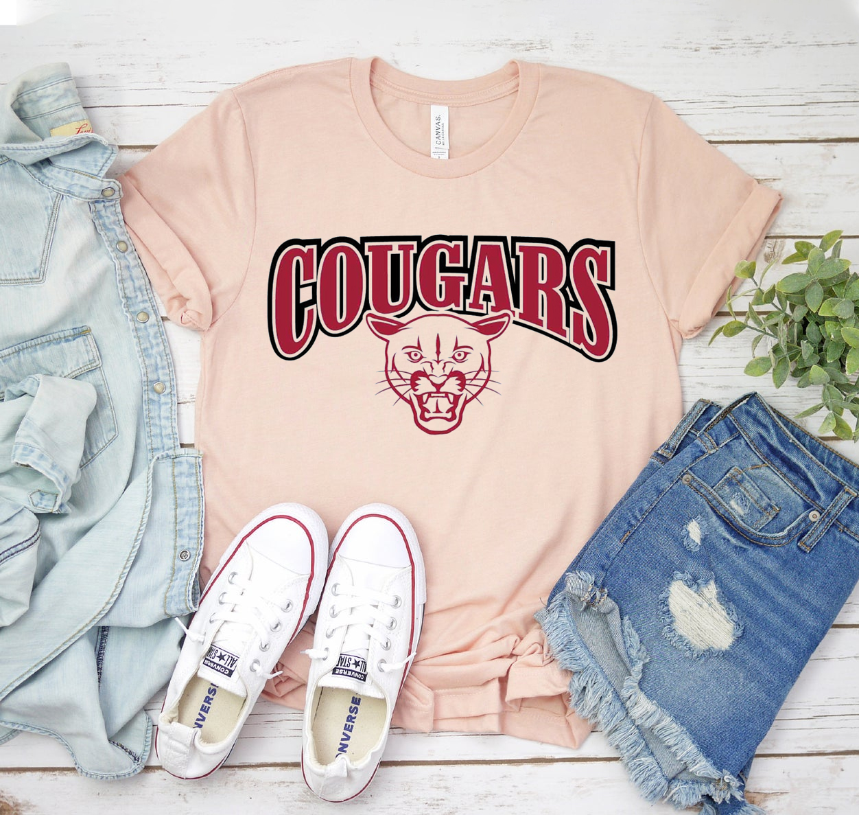 Cougars T-shirt in various sizes, showcasing its classic unisex design and soft fabric.