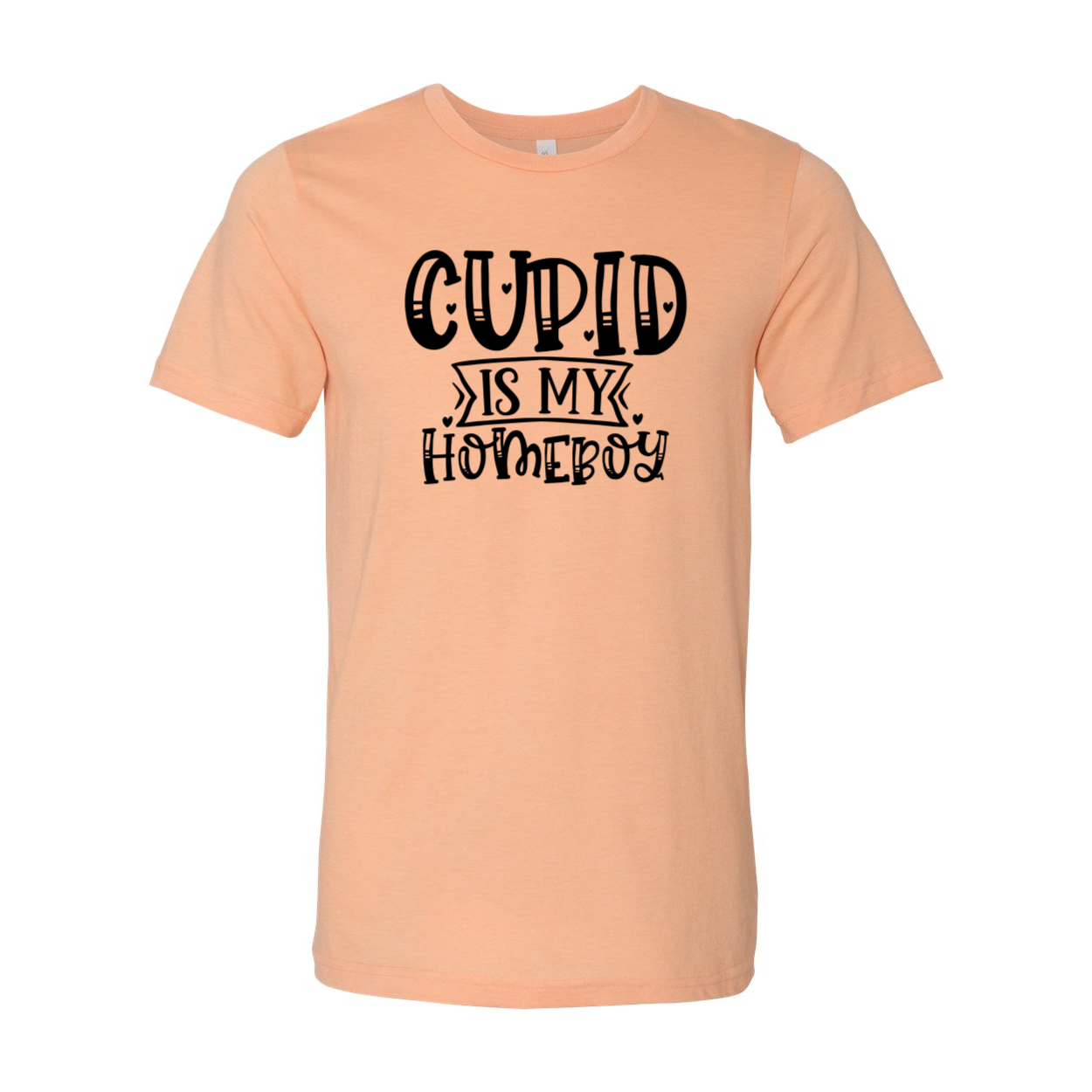 A unisex Cupid Is My Homeboy shirt in various colors, showcasing its comfortable fit and stylish design.