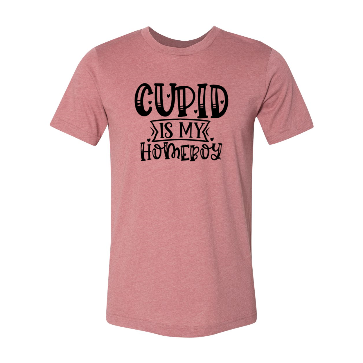 A unisex Cupid Is My Homeboy shirt in various colors, showcasing its comfortable fit and stylish design.