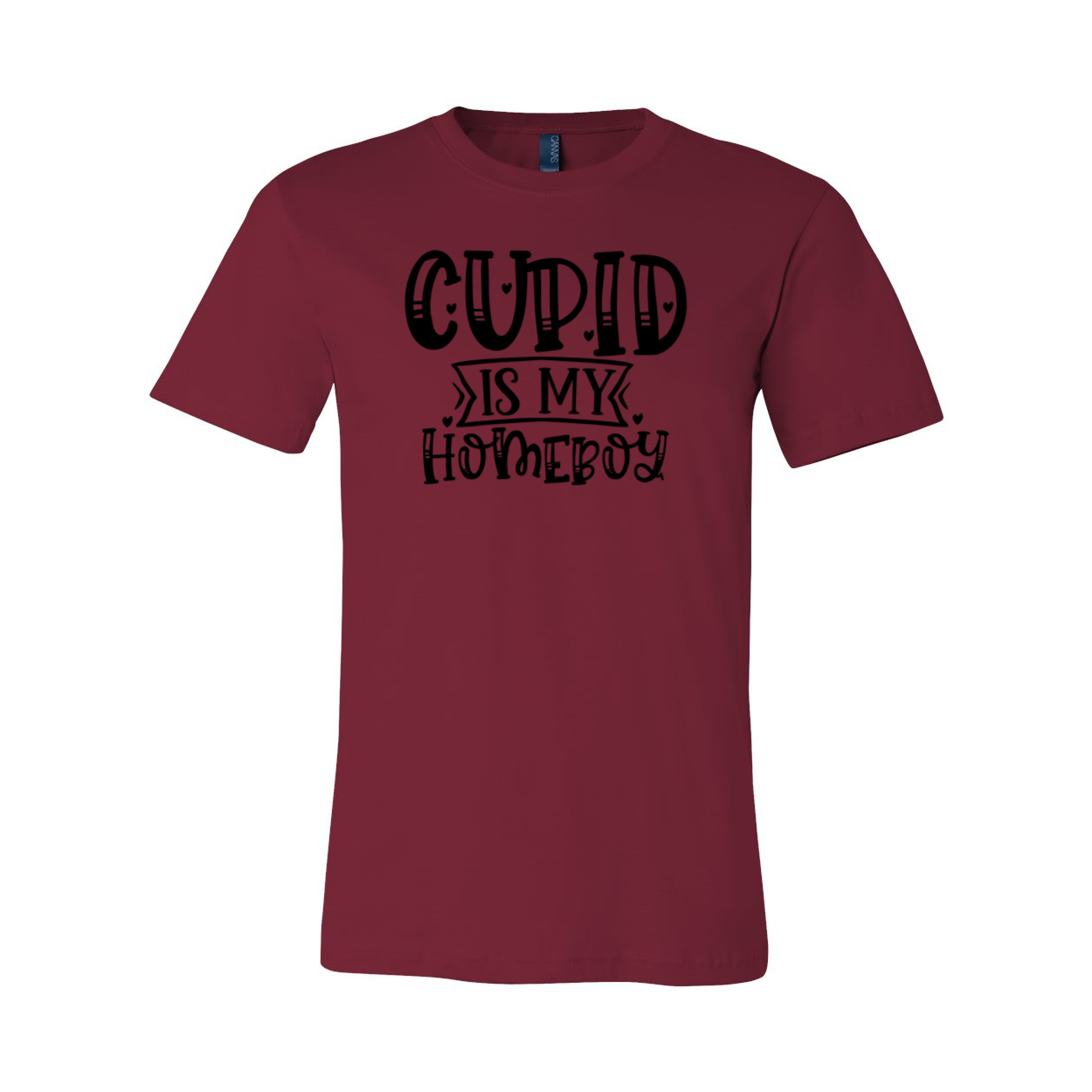 A unisex Cupid Is My Homeboy shirt in various colors, showcasing its comfortable fit and stylish design.