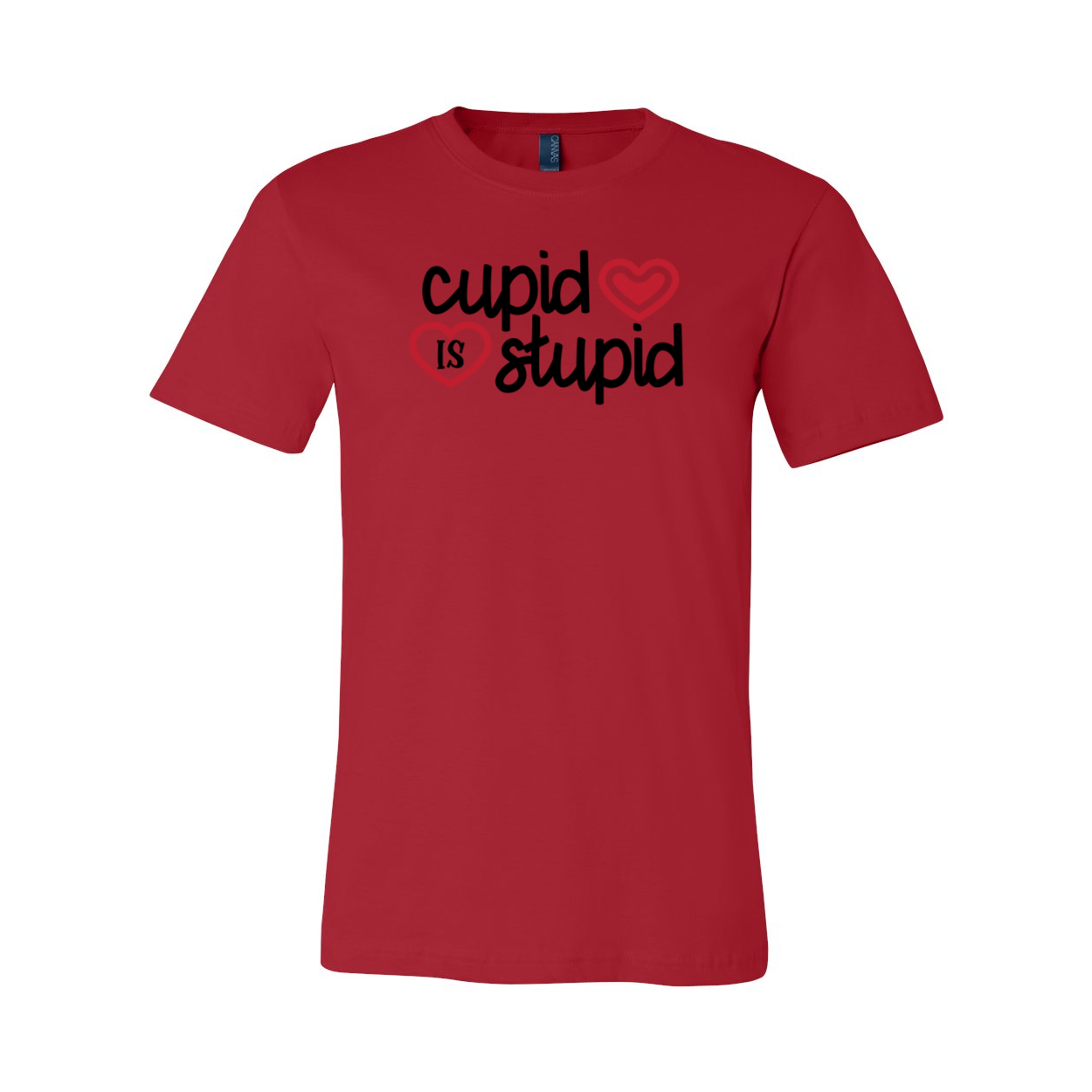 A stylish unisex Cupid Is Stupid Shirt in various colors, showcasing its comfortable fit and high-quality print.