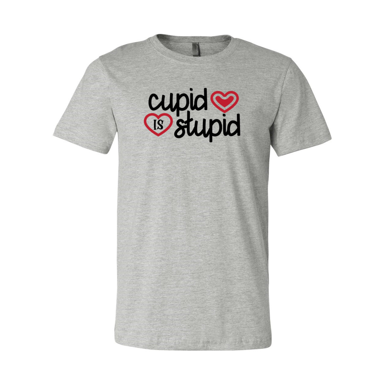 A stylish unisex Cupid Is Stupid Shirt in various colors, showcasing its comfortable fit and high-quality print.