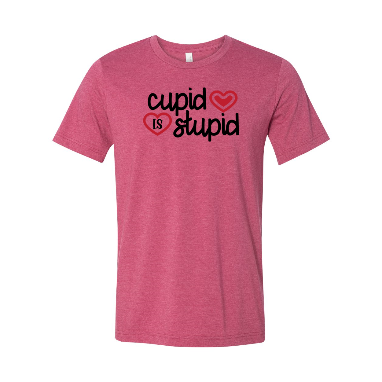 A stylish unisex Cupid Is Stupid Shirt in various colors, showcasing its comfortable fit and high-quality print.