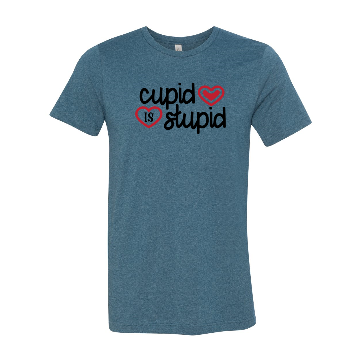 A stylish unisex Cupid Is Stupid Shirt in various colors, showcasing its comfortable fit and high-quality print.