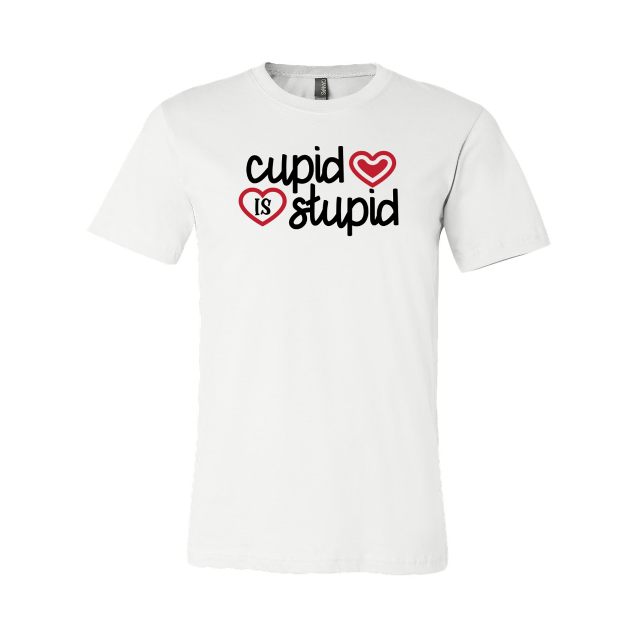 A stylish unisex Cupid Is Stupid Shirt in various colors, showcasing its comfortable fit and high-quality print.