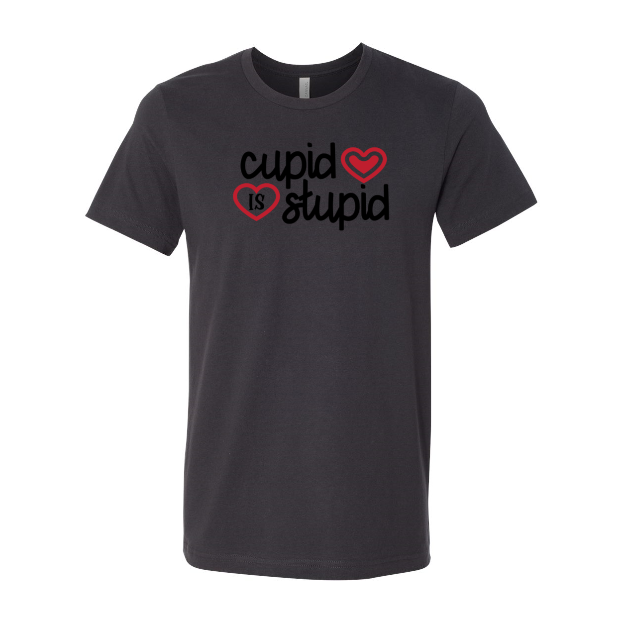 A stylish unisex Cupid Is Stupid Shirt in various colors, showcasing its comfortable fit and high-quality print.