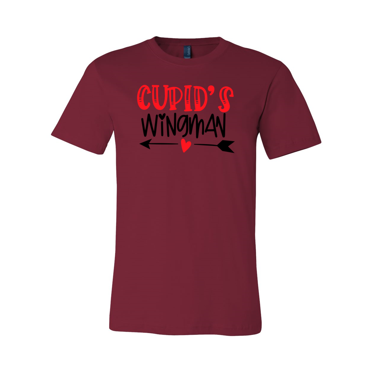 A stylish unisex Cupid's Wingman Shirt in various colors, showcasing its soft fabric and classic crew neck design.