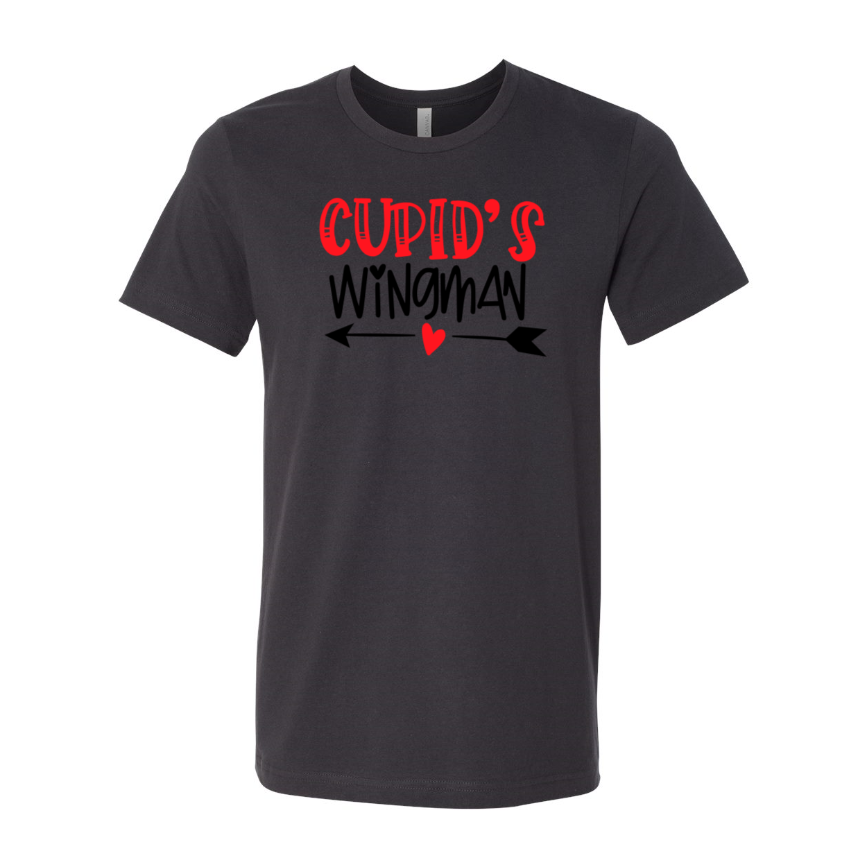 A stylish unisex Cupid's Wingman Shirt in various colors, showcasing its soft fabric and classic crew neck design.