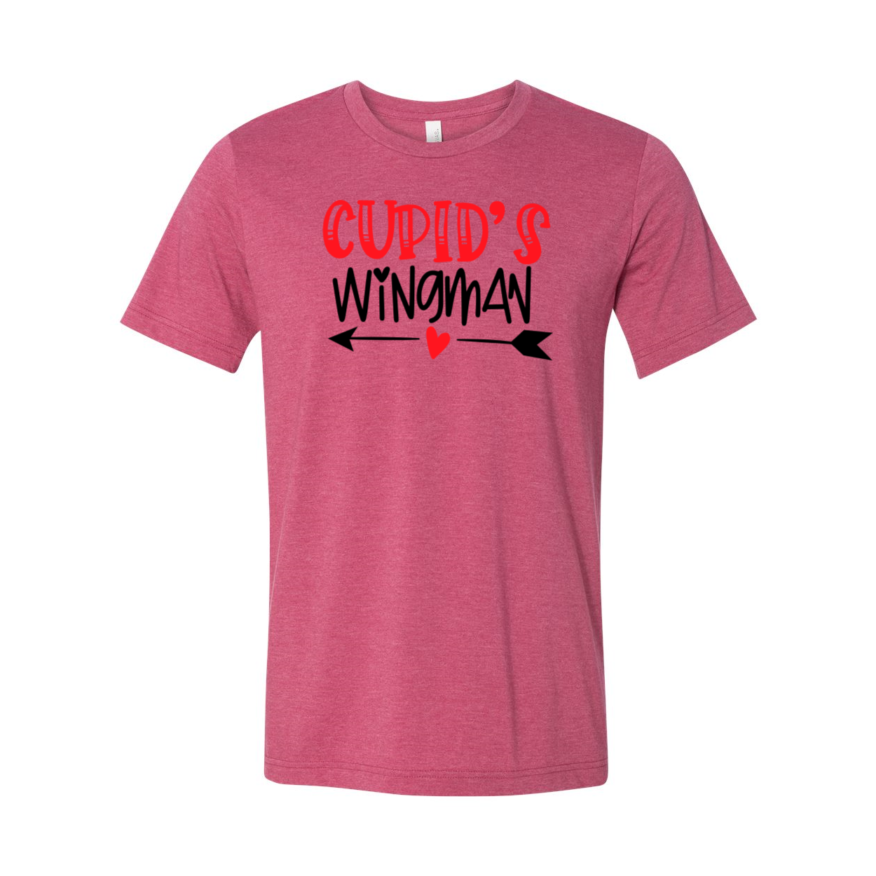 A stylish unisex Cupid's Wingman Shirt in various colors, showcasing its soft fabric and classic crew neck design.