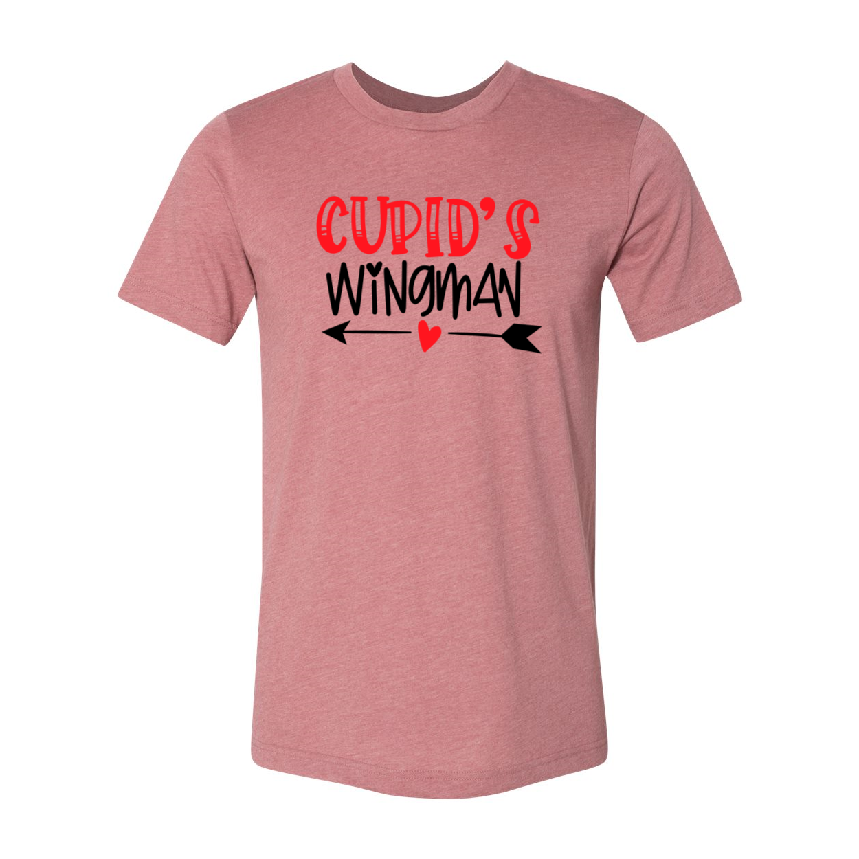 A stylish unisex Cupid's Wingman Shirt in various colors, showcasing its soft fabric and classic crew neck design.