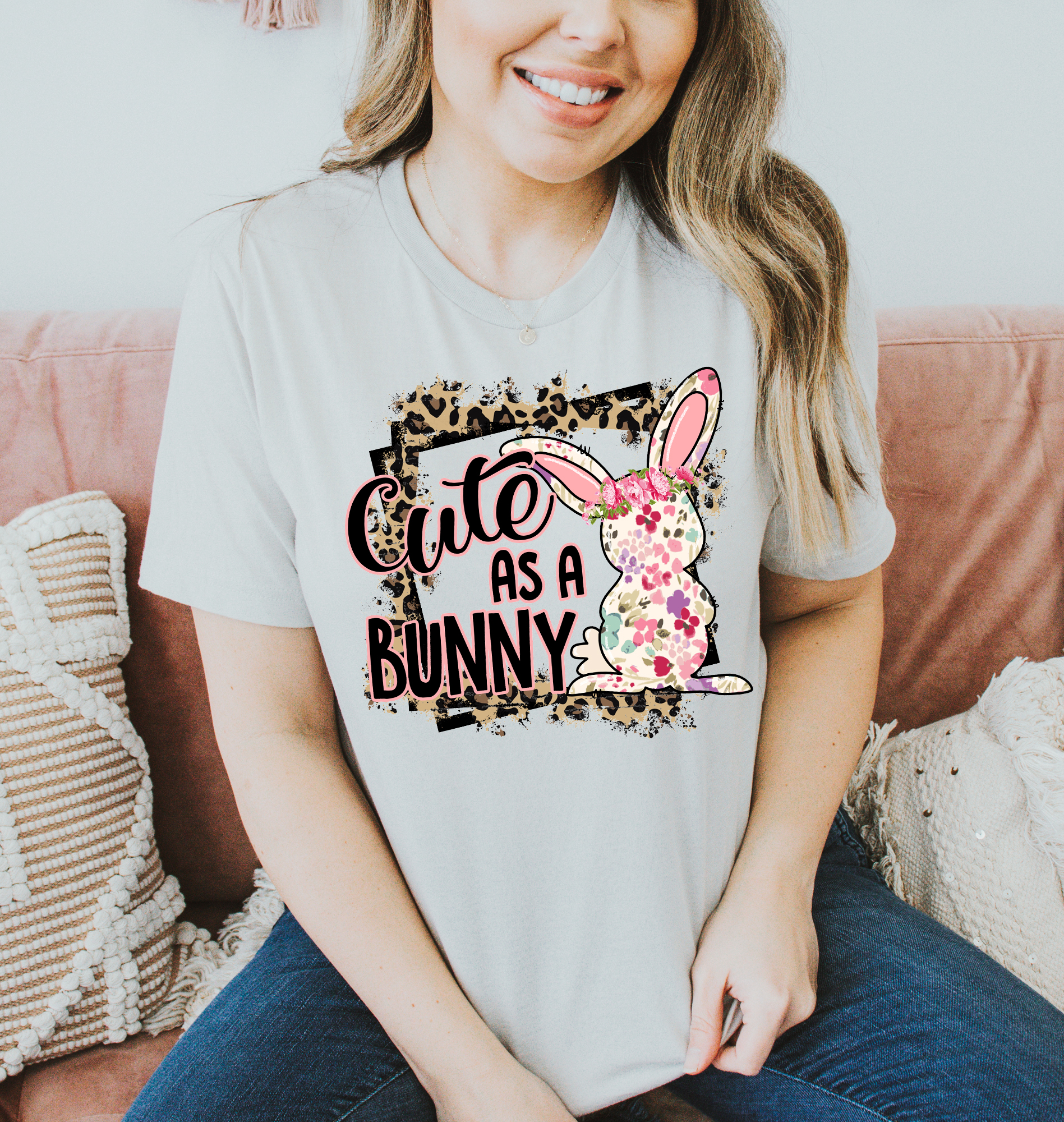 Cute As A Bunny T-shirt made from premium ring spun cotton with a playful bunny design.