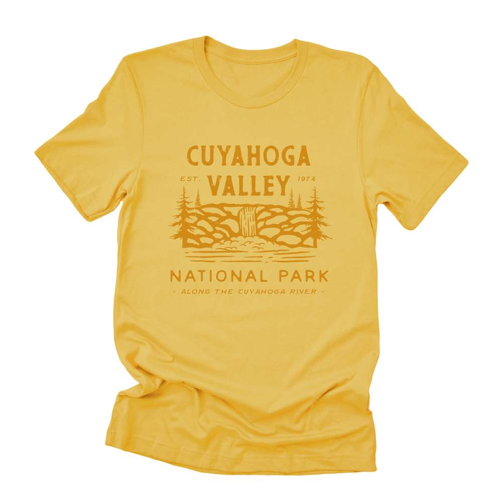 Cuyahoga Valley National Park short sleeve t-shirt featuring a relaxed fit and distressed design, made from soft combed cotton.