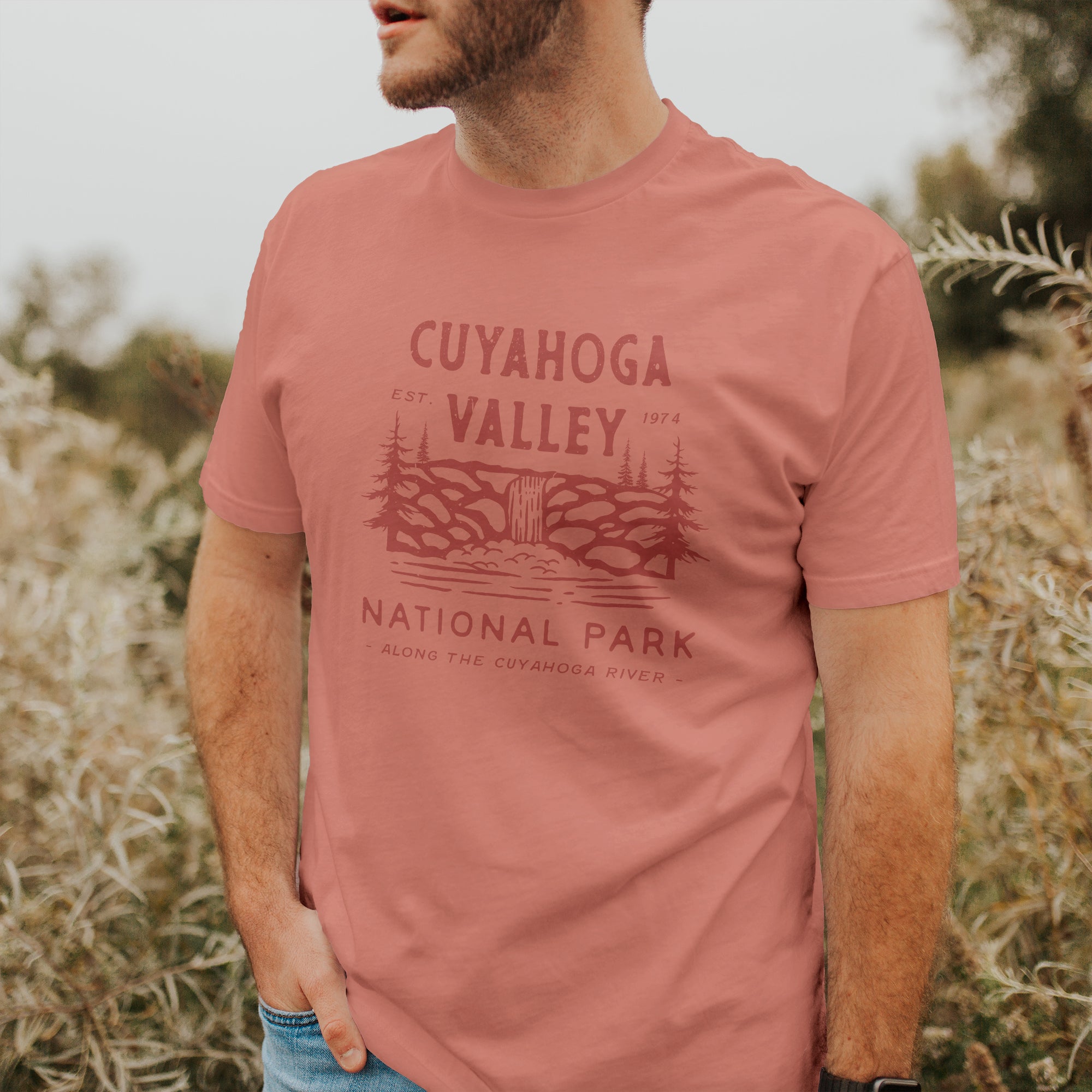 Cuyahoga Valley National Park short sleeve t-shirt featuring a relaxed fit and distressed design, made from soft combed cotton.