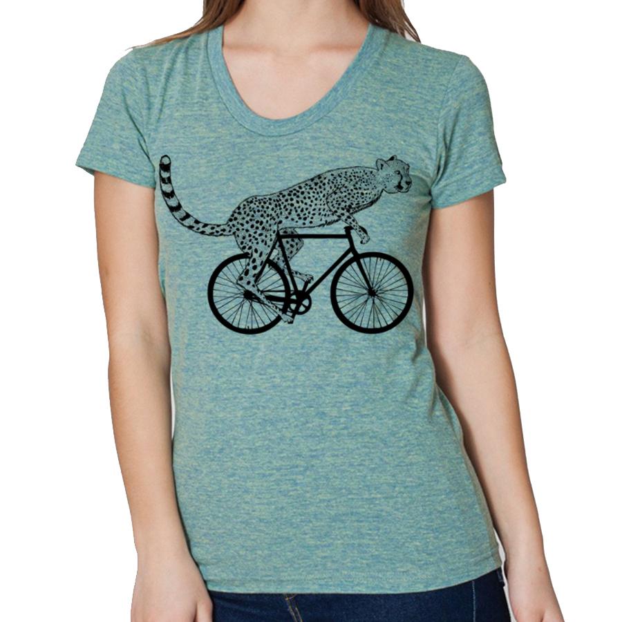 A stylish Cycling Cheetah tee featuring a vibrant cheetah graphic, perfect for cycling enthusiasts.