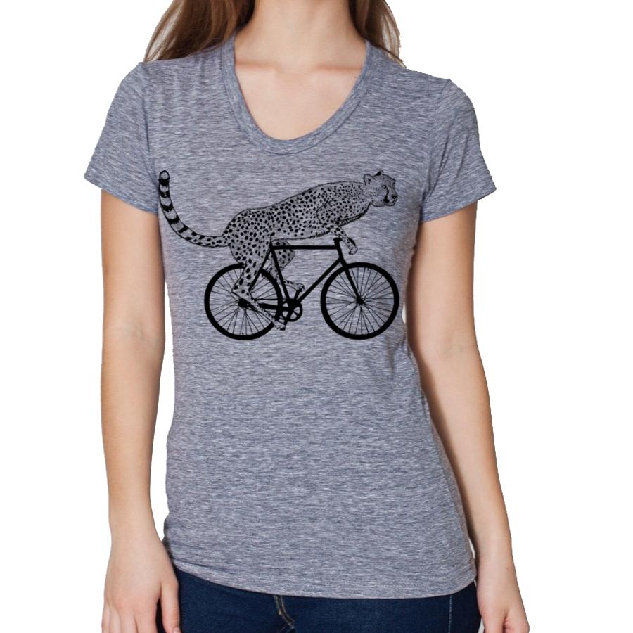 A stylish Cycling Cheetah tee featuring a vibrant cheetah graphic, perfect for cycling enthusiasts.