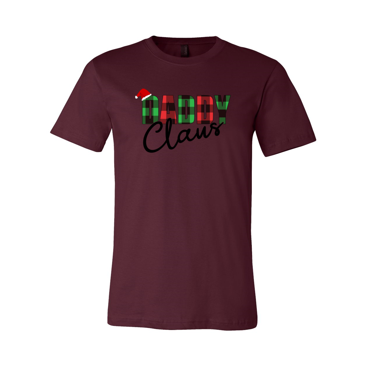 A festive Daddy Claus Shirt made from soft ring spun cotton, featuring a classic crew neck and available in multiple colors.