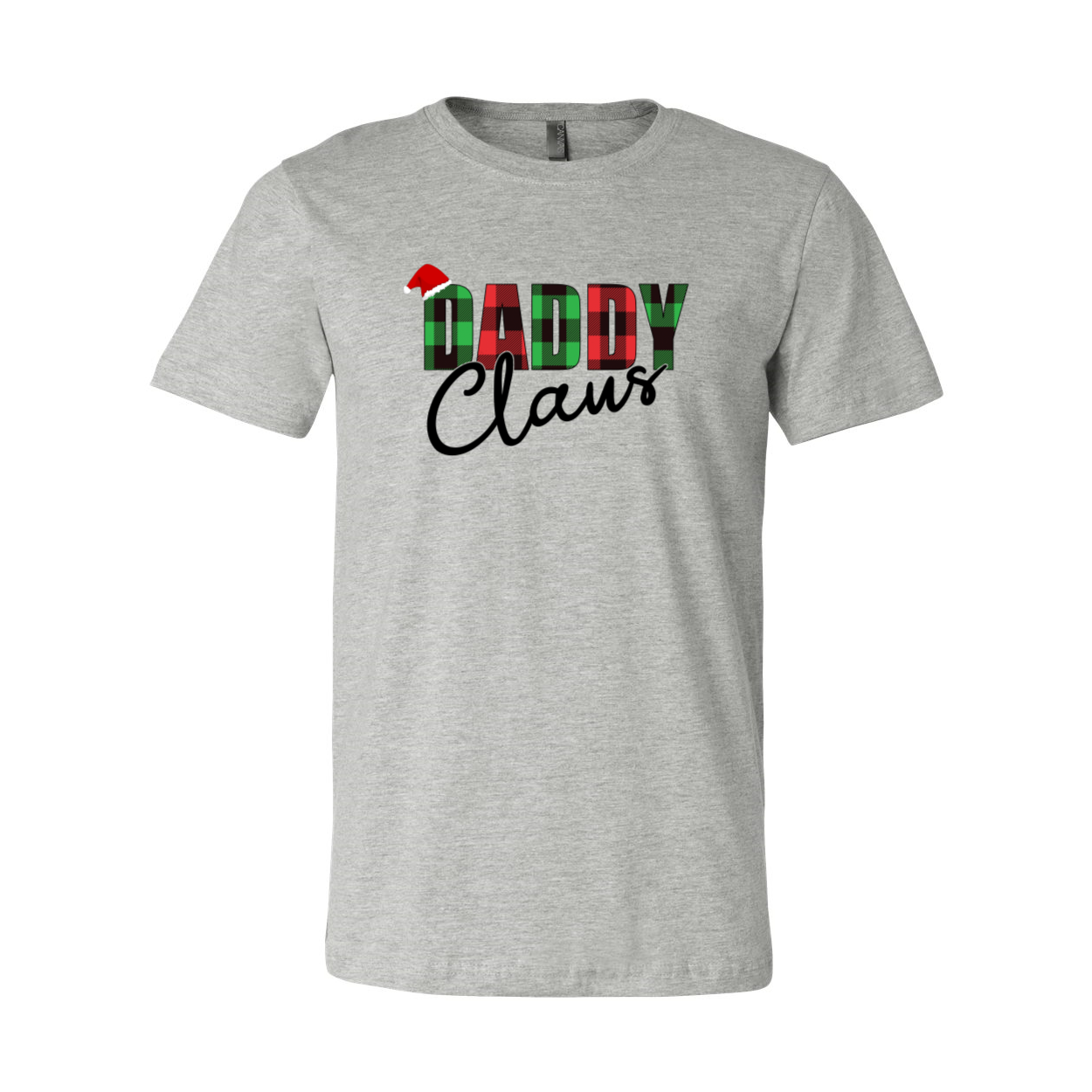 A festive Daddy Claus Shirt made from soft ring spun cotton, featuring a classic crew neck and available in multiple colors.