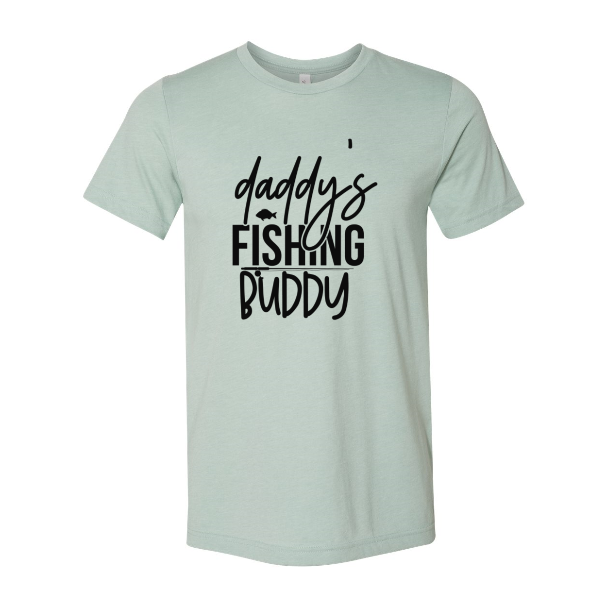 A comfortable unisex T-shirt featuring the phrase 'Daddy's Fishing Buddy' in a stylish print, available in various colors.