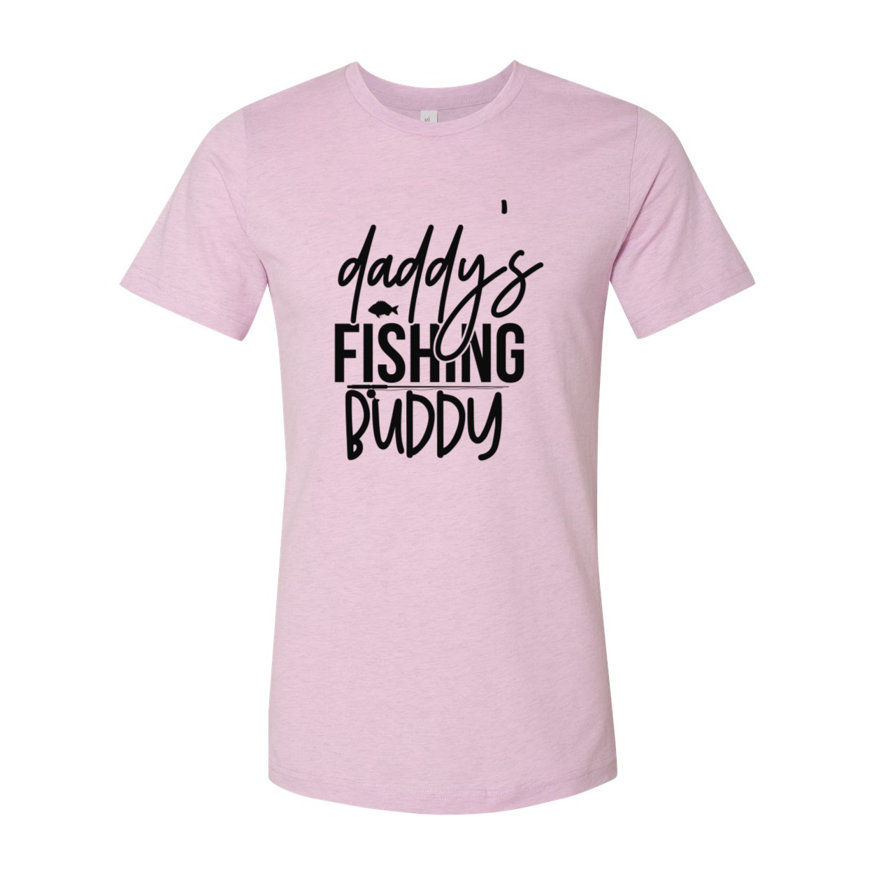 A comfortable unisex T-shirt featuring the phrase 'Daddy's Fishing Buddy' in a stylish print, available in various colors.