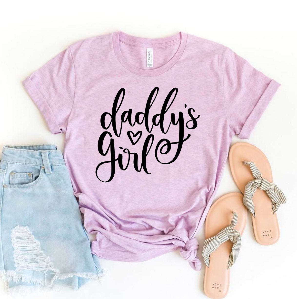 A stylish Daddy's Girl T-shirt made from premium ring spun cotton, featuring a soft textile flex print design.