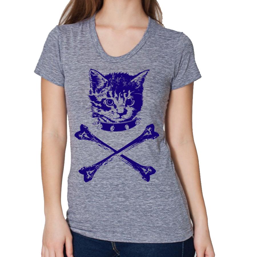 A stylish women's tee featuring a unique Danger Kitty design, made from soft Bella Canvas fabric, showcasing eco-friendly printing.