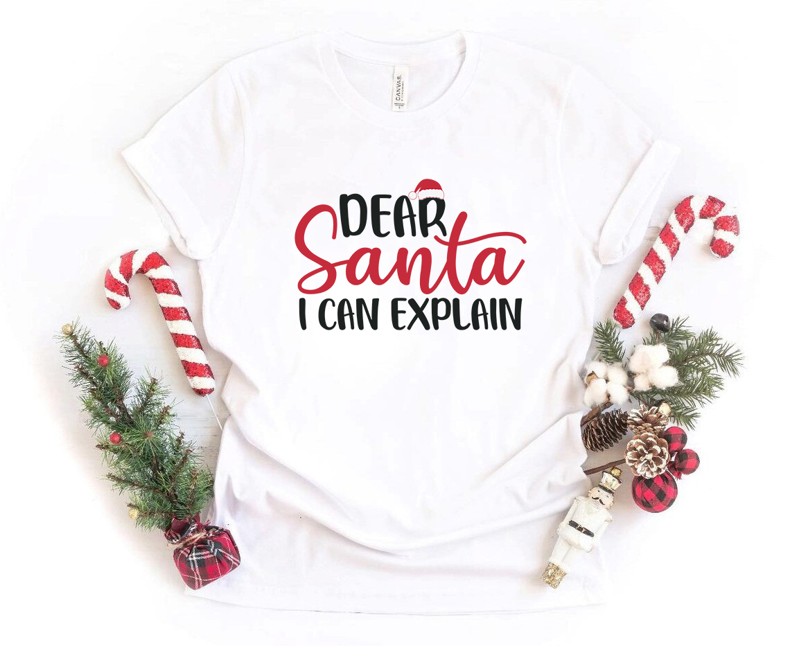 Unisex Dear Santa I Can Explain Shirt in various colors, showcasing its comfortable fit and high-quality print.