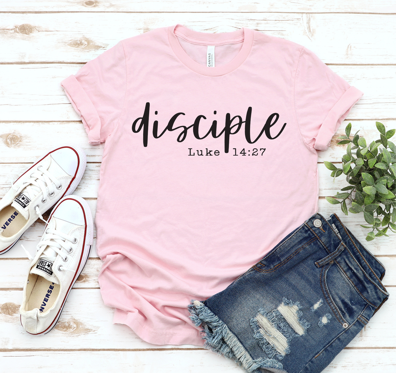 A classic unisex Disciple T-shirt made from 100% airlume cotton, showcasing its soft fabric and versatile design.