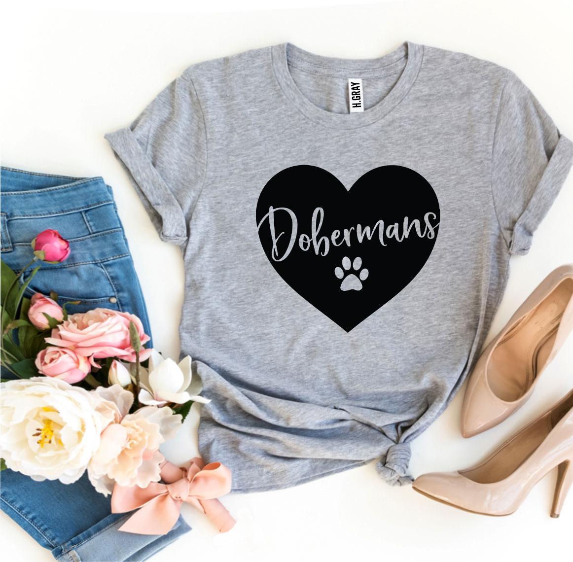 A stylish Dobermans T-shirt made from premium ring spun cotton, featuring a vibrant flex print design.