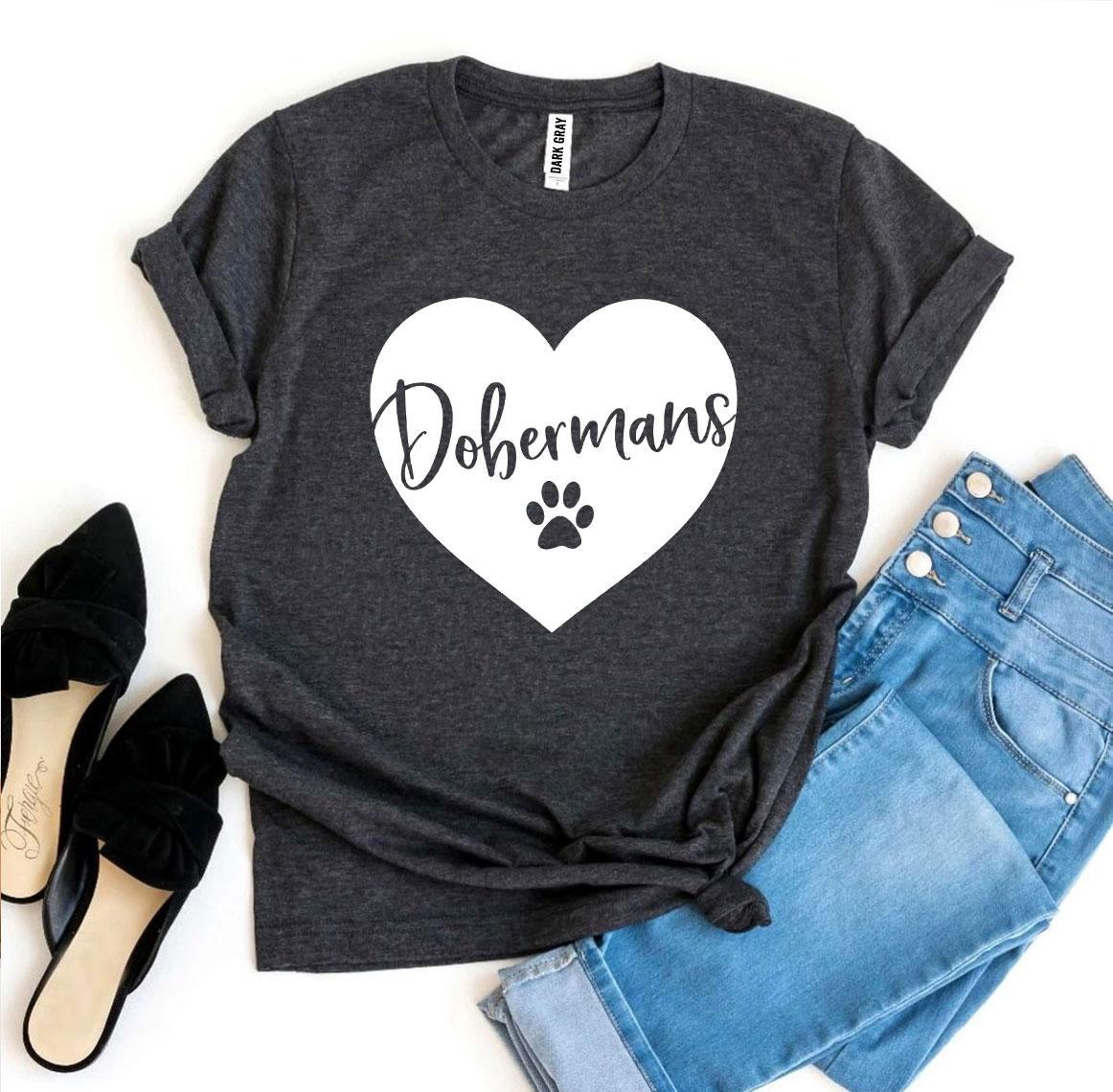 A stylish Dobermans T-shirt made from premium ring spun cotton, featuring a vibrant flex print design.