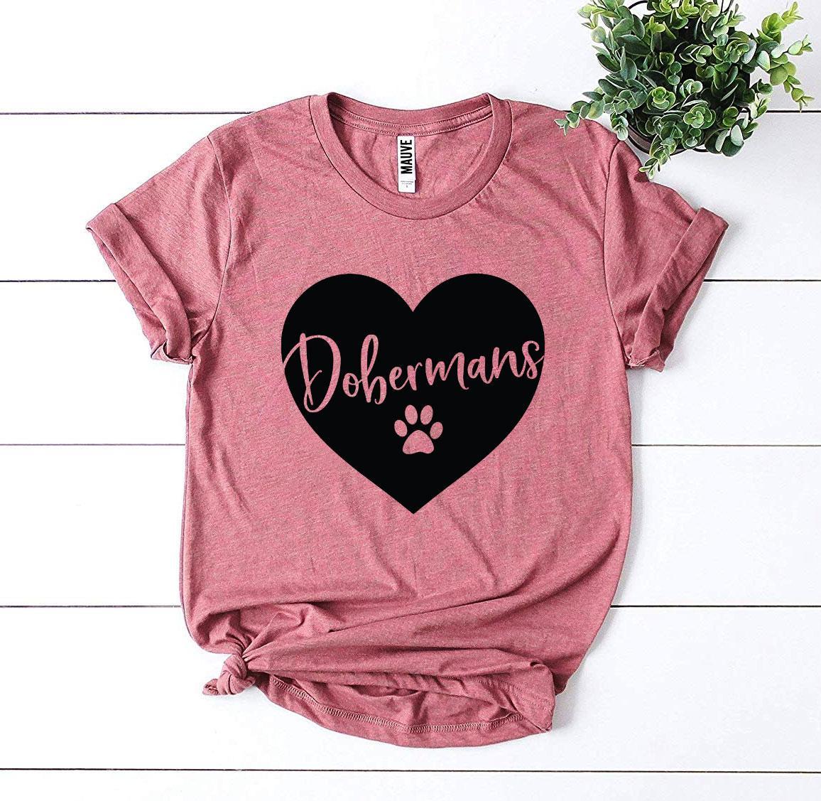 A stylish Dobermans T-shirt made from premium ring spun cotton, featuring a vibrant flex print design.