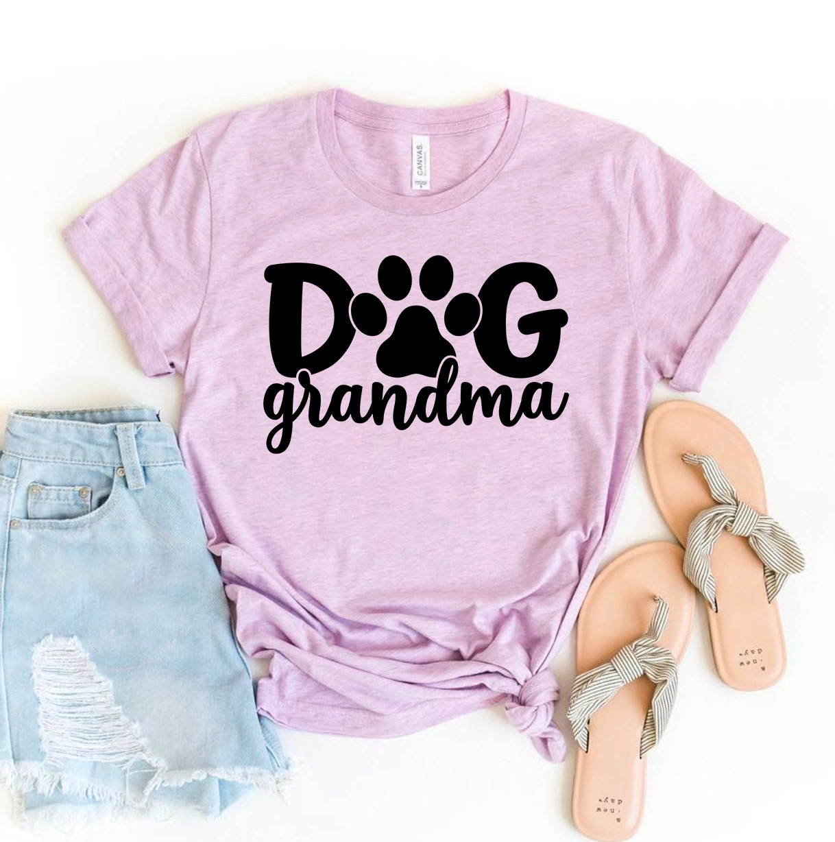 Dog Grandma T-shirt made of premium ring spun cotton with a vibrant flex print design.