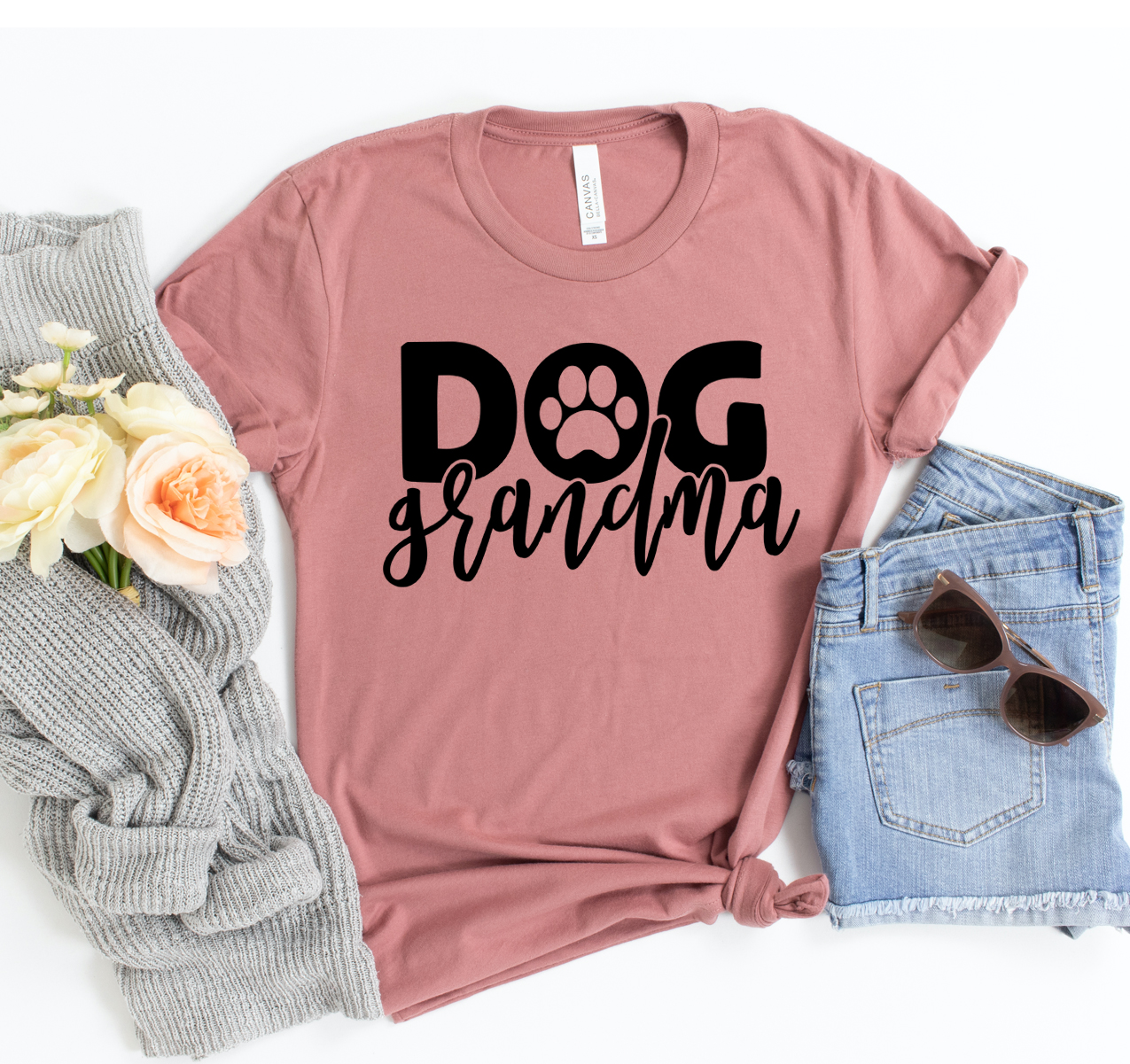 A stylish Dog Grandma T-shirt made from soft cotton, featuring a classic unisex design suitable for all dog lovers.