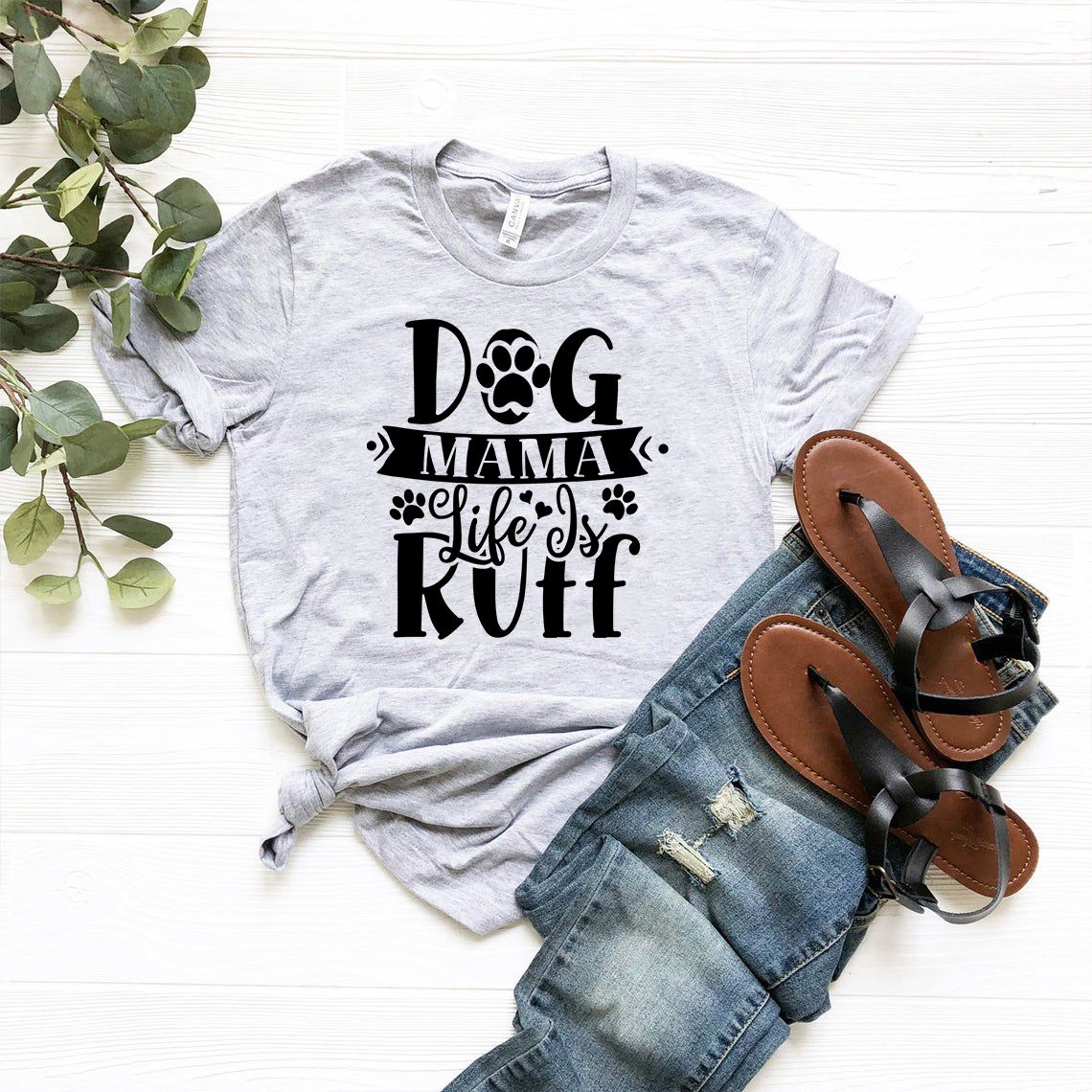 A comfortable unisex Dog Mama Life Is Ruff Shirt in various colors, showcasing a stylish design perfect for dog lovers.