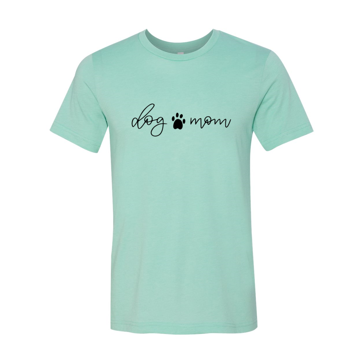 A stylish unisex Dog Mom Shirt made from soft ring spun cotton, featuring a crew neck and short sleeves, available in multiple colors.