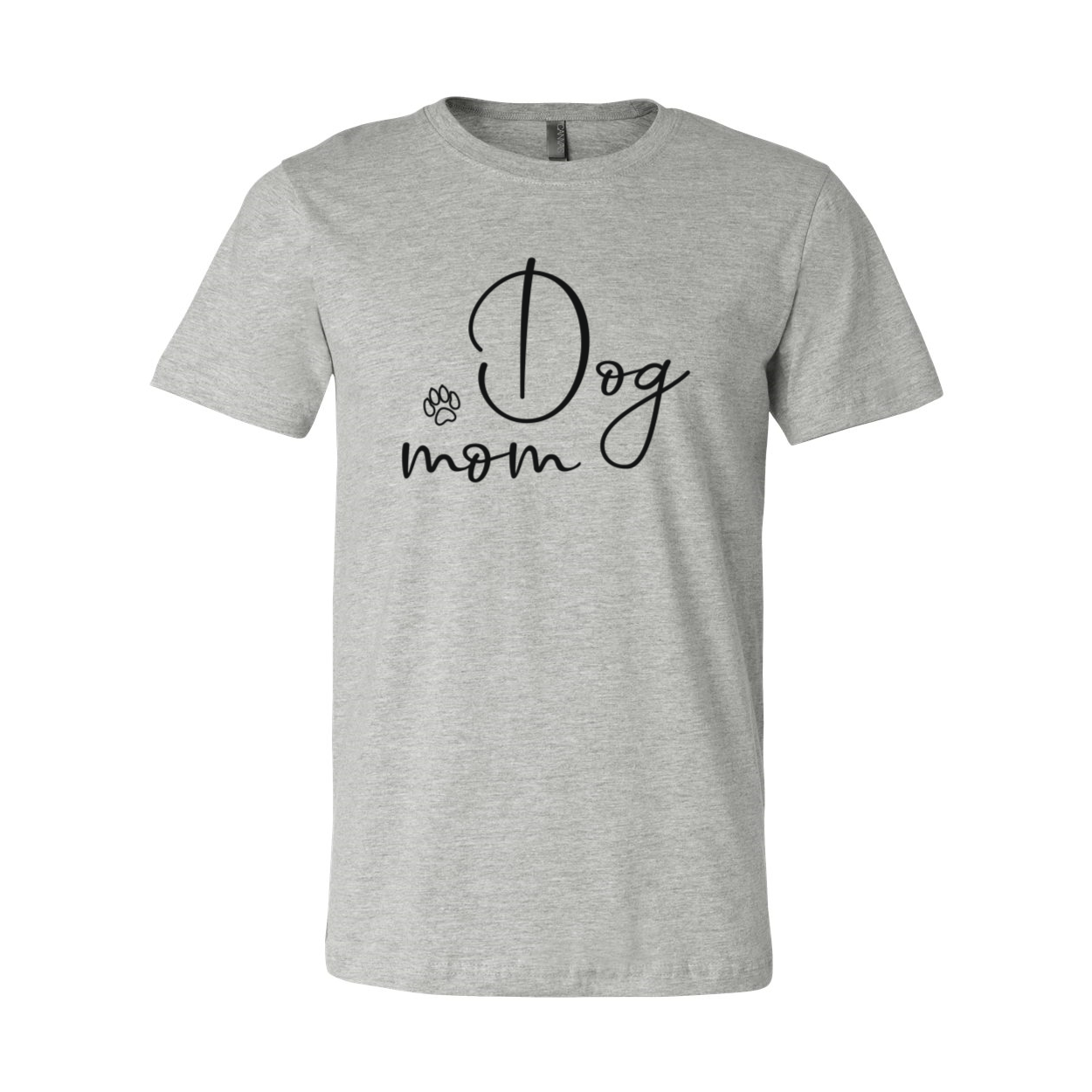 A stylish unisex Dog Mom Shirt made from soft ring spun cotton, featuring a crew neck and short sleeves, available in multiple colors.