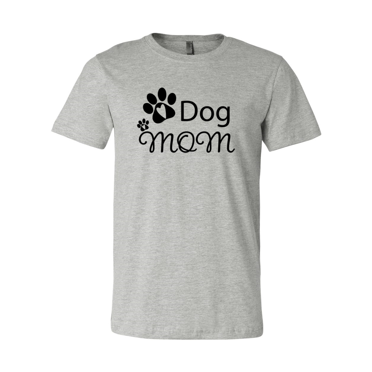 A stylish unisex Dog Mom Shirt made from soft ring spun cotton, available in various colors and sizes.