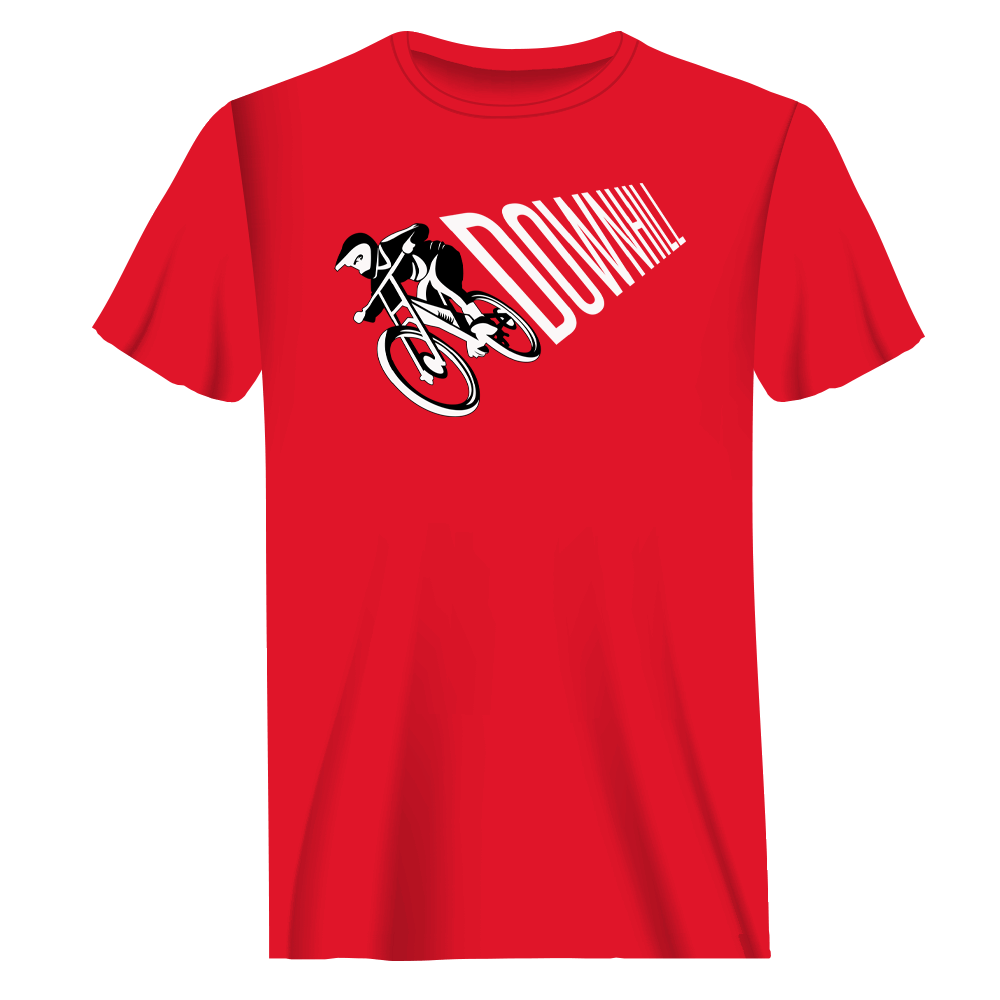 A stylish Downhill Cycling Man T-Shirt featuring a unique design, made from soft ringspun cotton, perfect for cycling enthusiasts.