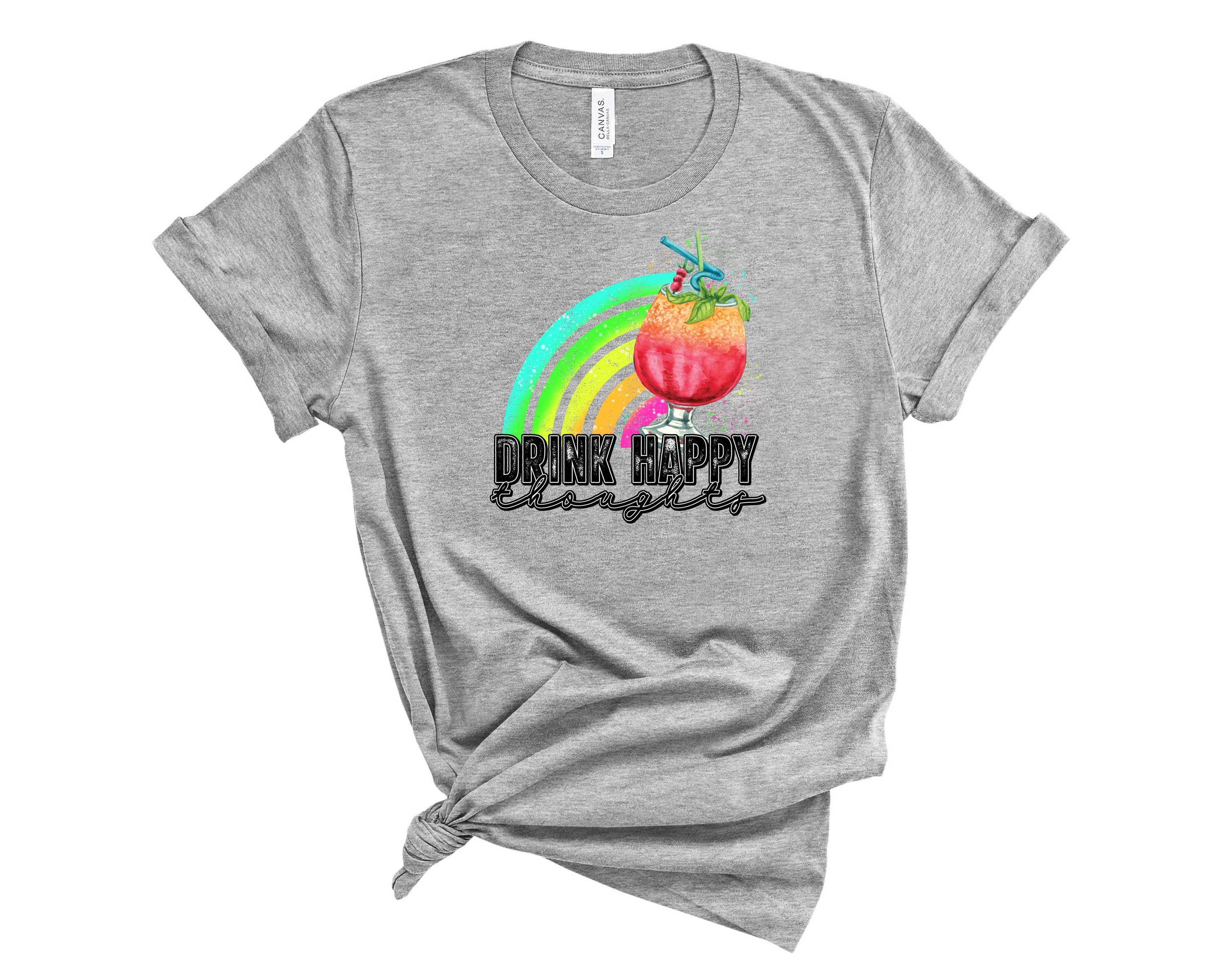 A vibrant unisex graphic tee featuring a colorful Tequila Sunrise design, perfect for casual wear.