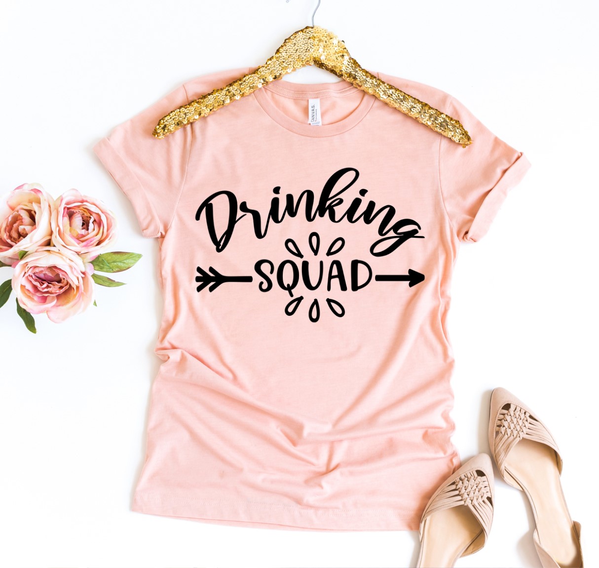 Drinking Squad T-shirt made of premium ring spun cotton with vibrant flex print design.