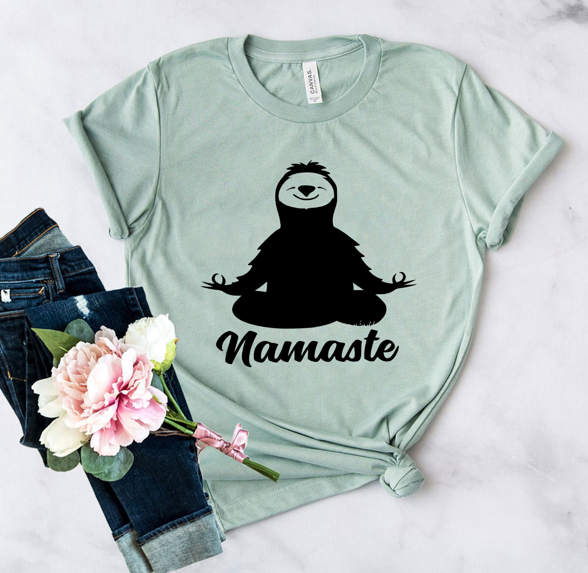 DT0166 Sloth Namaste Shirt featuring a playful sloth graphic and comfortable fit, available in multiple colors.