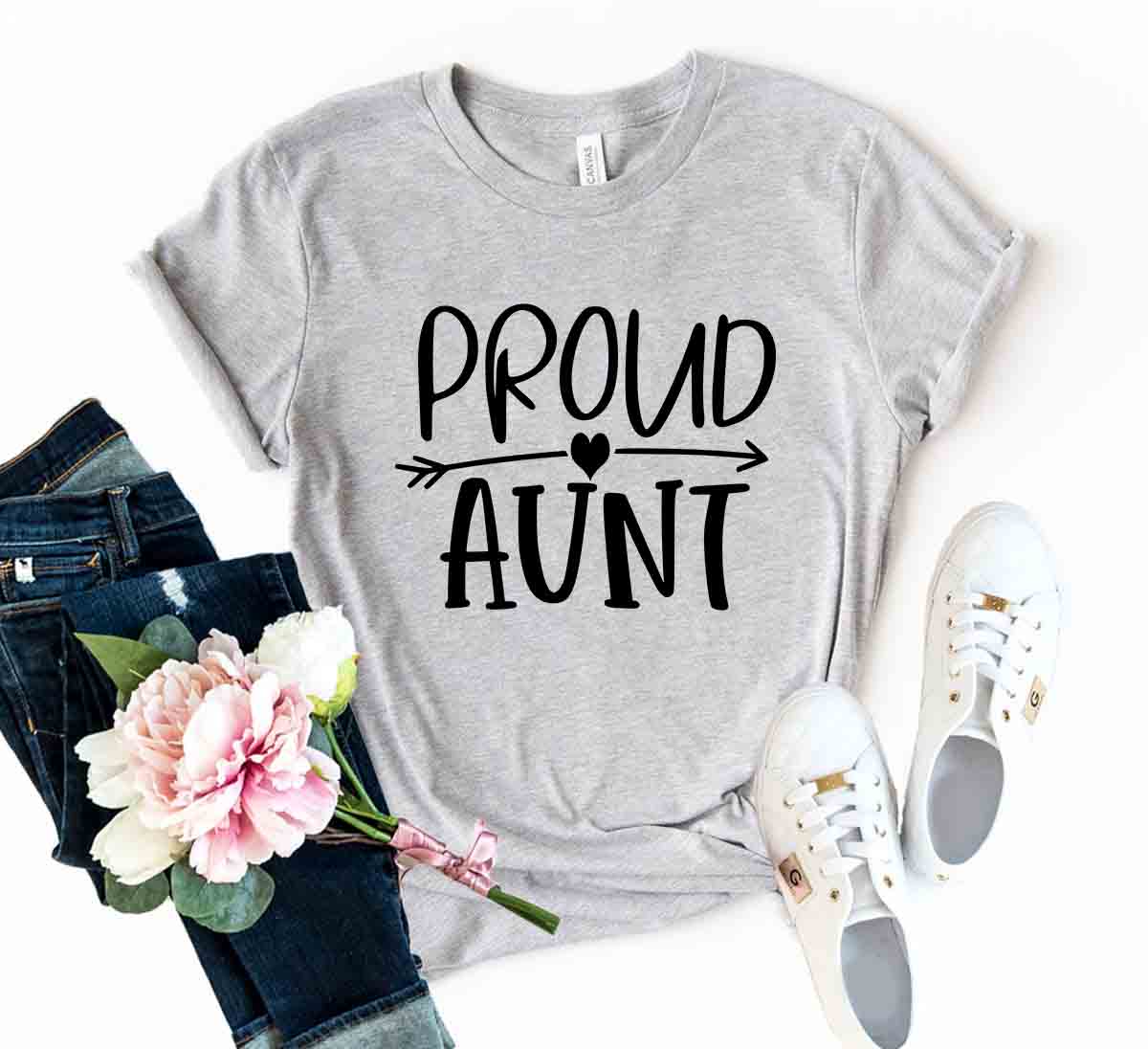 DT0277 Proud Aunt Shirt in various colors, showcasing its soft fabric and stylish design.