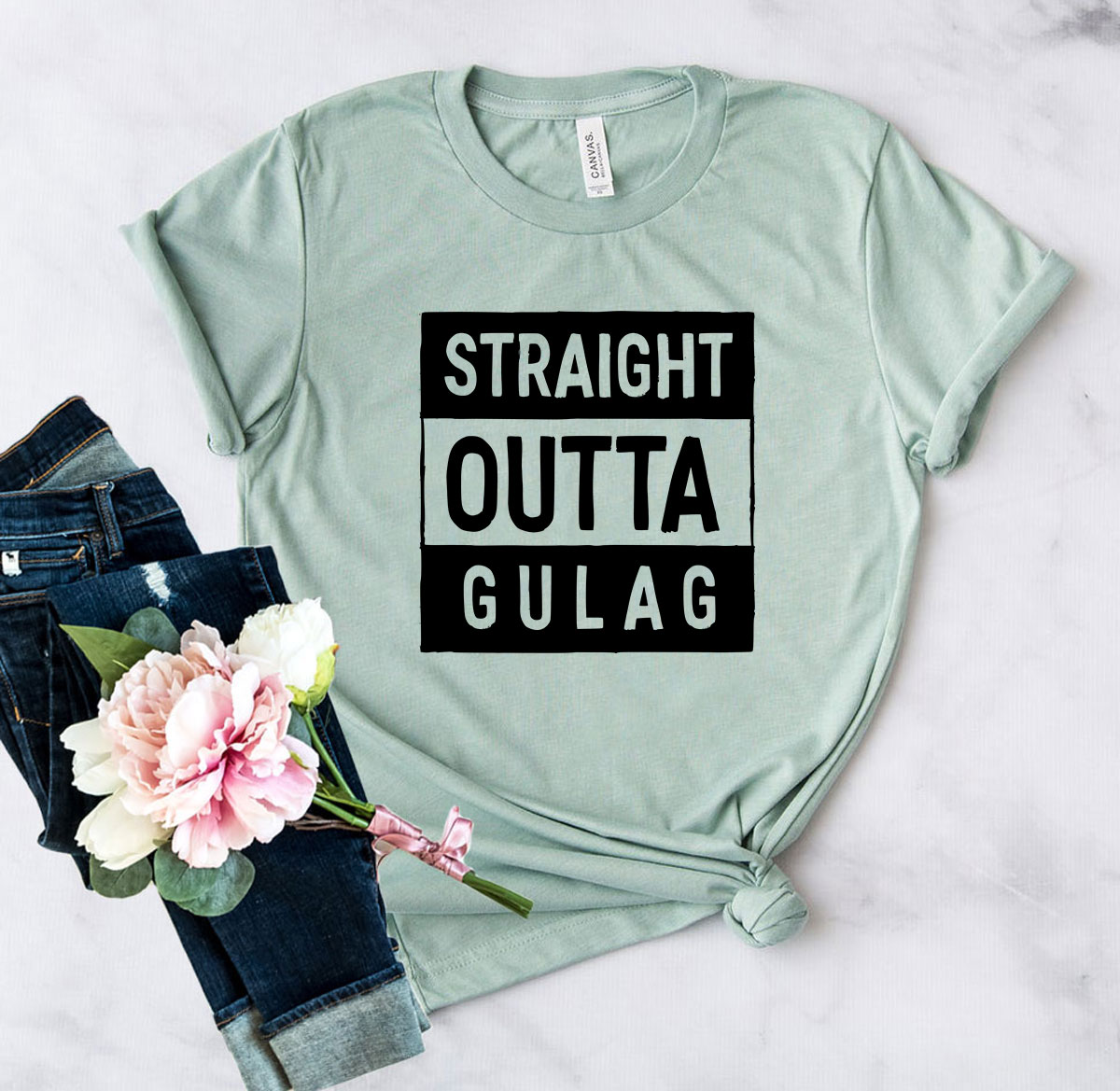 DT0469 Straight Outta Gulag Shirt in various colors, showcasing its comfortable fit and stylish design.